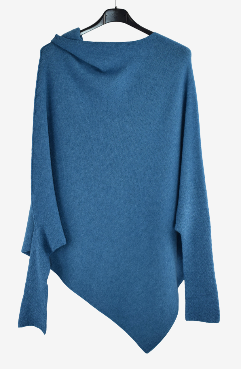 Italian Lagenlook Asymmetric Draped Jumper Off The Shoulder Knit