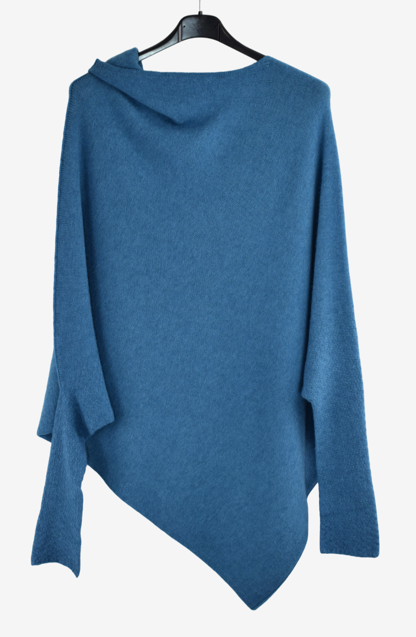 Italian Lagenlook Asymmetric Draped Jumper Off The Shoulder Knit Jumper