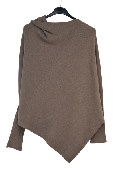 Italian Lagenlook Asymmetric Draped Jumper Off The Shoulder Knit Jumper