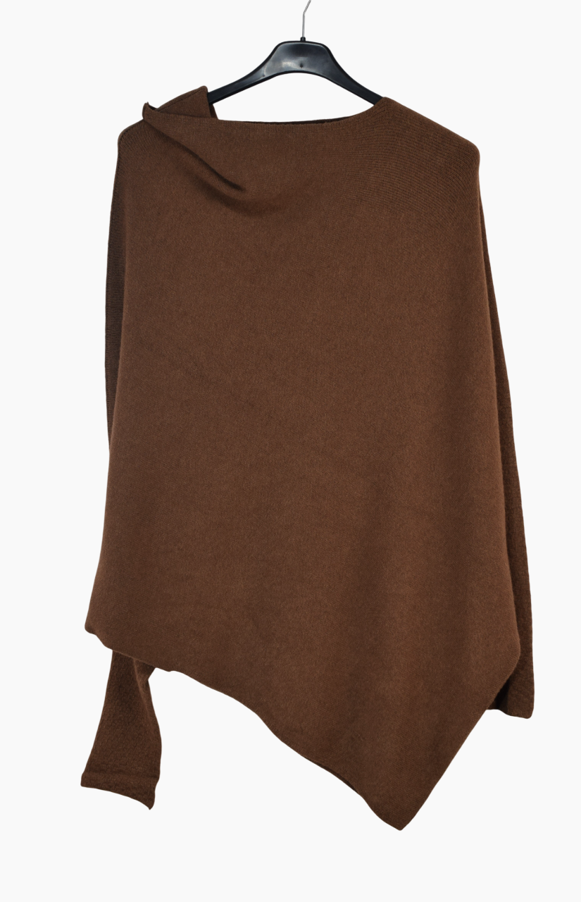 Italian Lagenlook Asymmetric Draped Jumper Off The Shoulder Knit Jumper