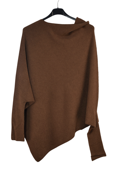 Italian Lagenlook Asymmetric Draped Jumper Off The Shoulder Knit Jumper