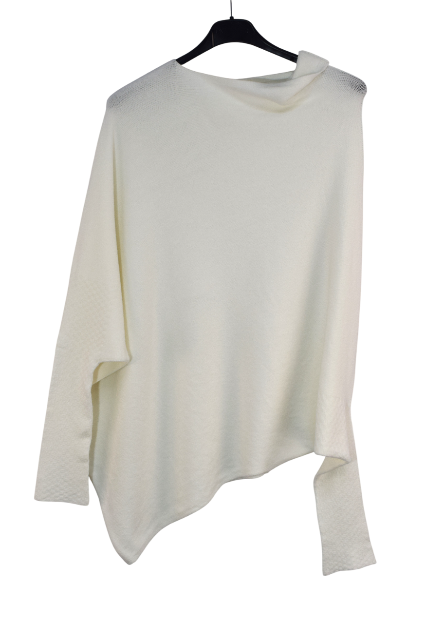 Italian Lagenlook Asymmetric Draped Jumper Off The Shoulder Knit Jumper