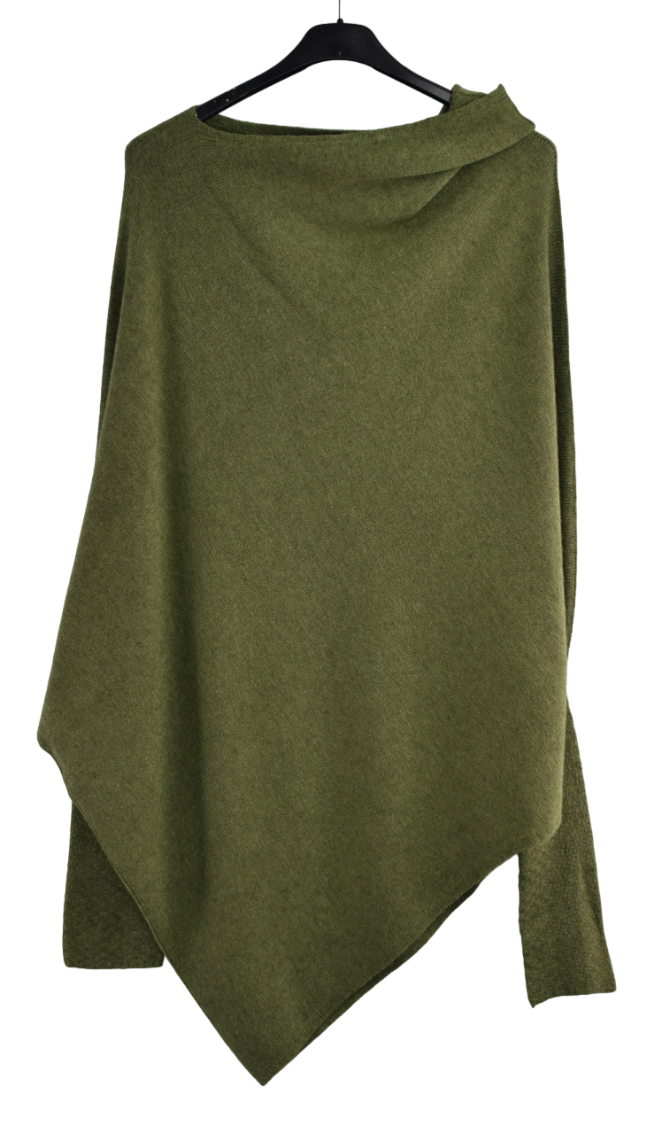 Italian Lagenlook Asymmetric Draped Jumper Off The Shoulder Knit Jumper