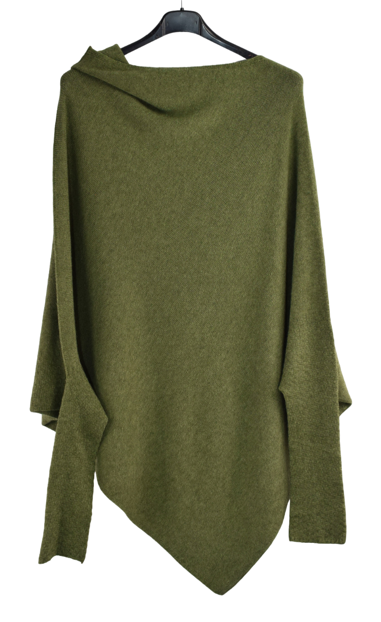 Italian Lagenlook Asymmetric Draped Jumper Off The Shoulder Knit Jumper