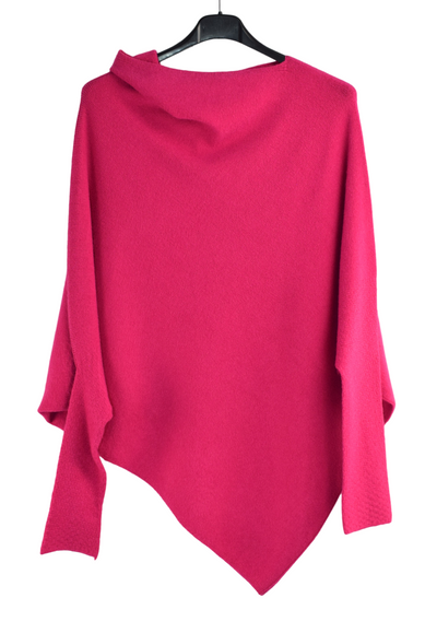 Italian Lagenlook Asymmetric Draped Jumper Off The Shoulder Knit Jumper