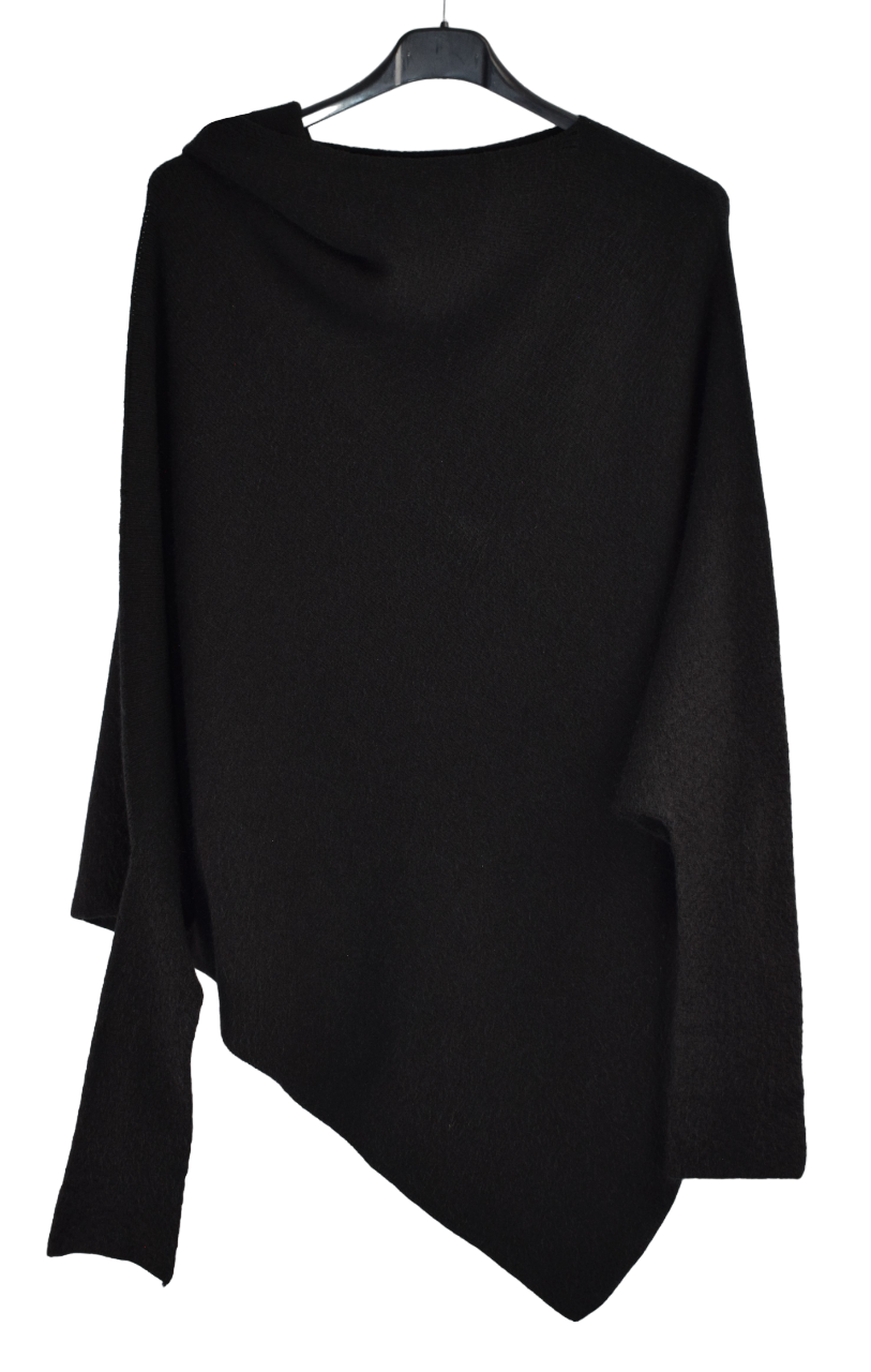 Italian Lagenlook Asymmetric Draped Jumper Off The Shoulder Knit Jumper