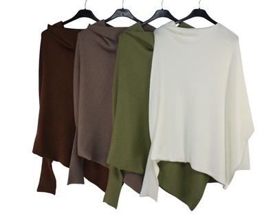 Italian Lagenlook Asymmetric Draped Jumper Off The Shoulder Knit Jumper