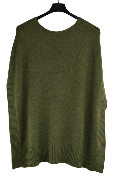 Italian Lagenlook V-Neck Sleeveless Poncho Sweater with Side Button Closure