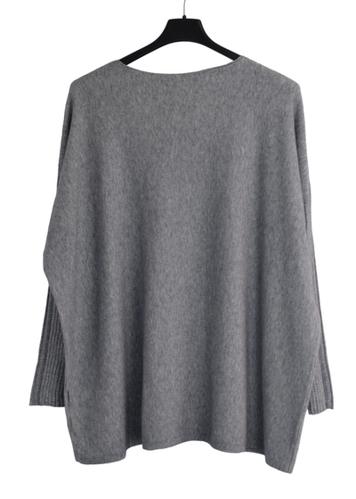 Italian Lagenlook Button Detail Jumper with Pockets  Autumn Winter Knitwear Collection