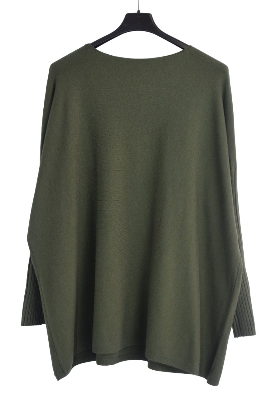 Italian Lagenlook Button Detail Jumper with Pockets  Autumn Winter Knitwear Collection