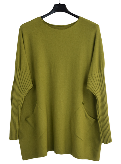 Italian Lagenlook Button Detail Jumper with Pockets  Autumn Winter Knitwear Collection