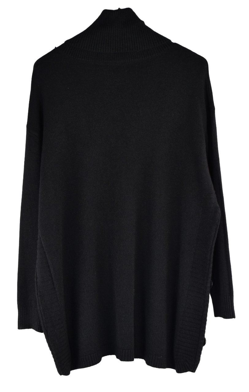 Ladies Italian Lagenlook Cable Knit Cowl Neck Jumper with Side Button Detail Autumn Winter Collection