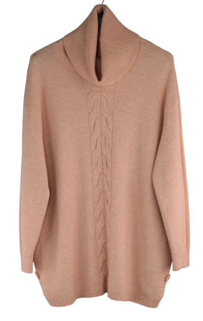 Ladies Italian Lagenlook Cable Knit Cowl Neck Jumper with Side Button Detail Autumn Winter Collection