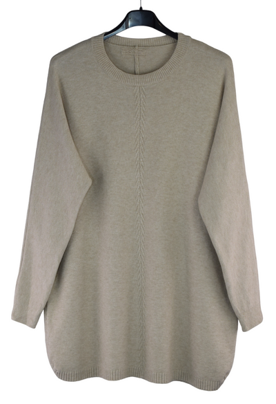 Italian Lagenlook Stitch Detail Jumper with Ribbed Side Detail Autumn Winter Collection