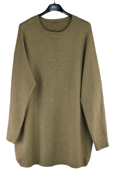 Italian Lagenlook Stitch Detail Jumper with Ribbed Side Detail Autumn Winter Collection