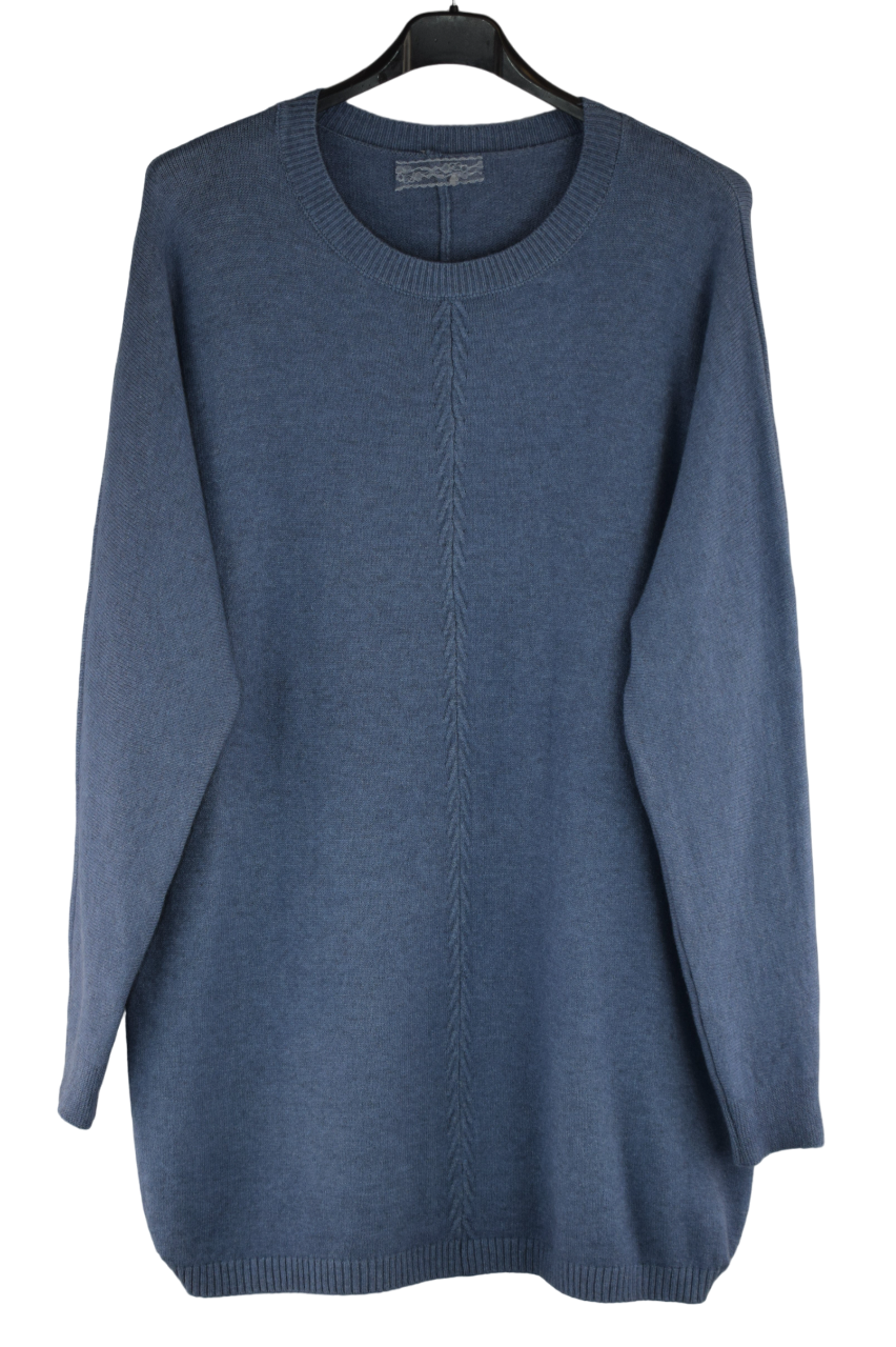 Italian Lagenlook Stitch Detail Jumper with Ribbed Side Detail Autumn Winter Collection