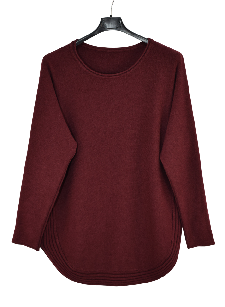 Ladies Italian Rounded Hemline Soft Knit Angora Wool Blend Jumper