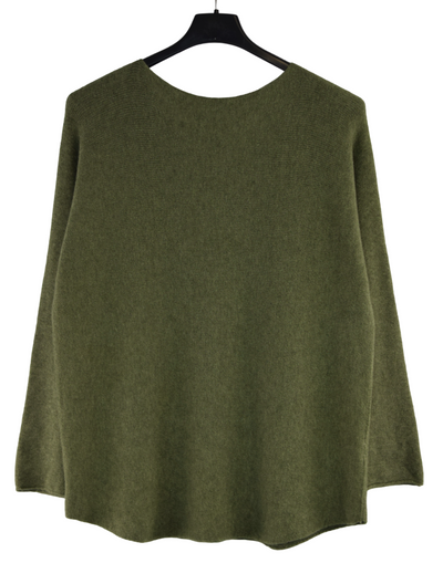 Ladies Italian Lagenlook Soft Plain Round Neck Short Jumper