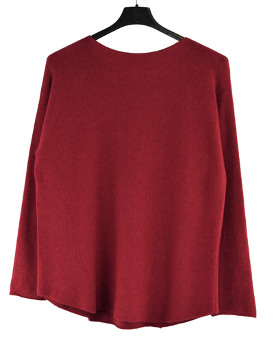 Ladies Italian Lagenlook Soft Plain Round Neck Short Jumper