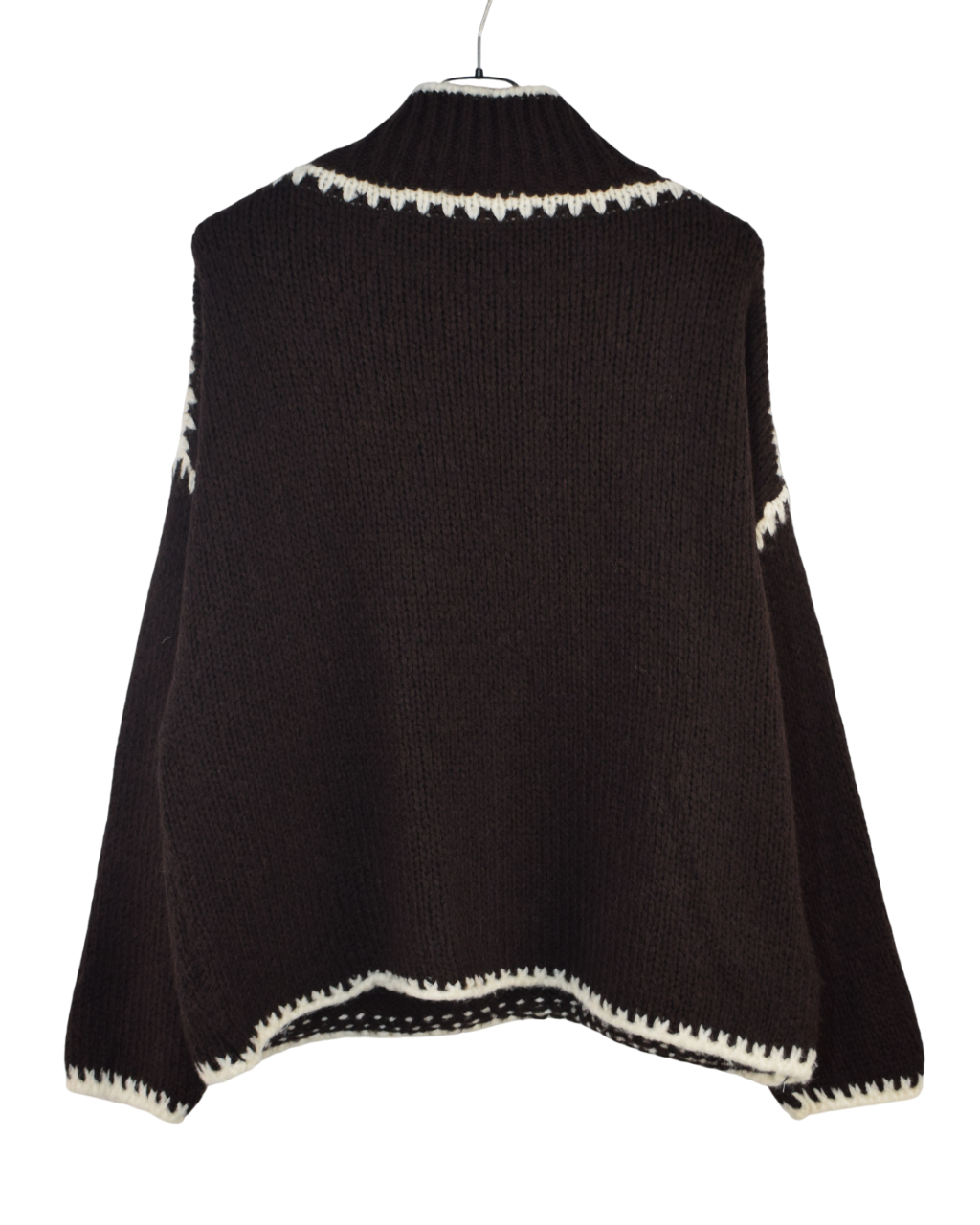 Ladies Italian Lagenlook Soft Cosy Wool Blend High Neck Blanket Stitch Jumper