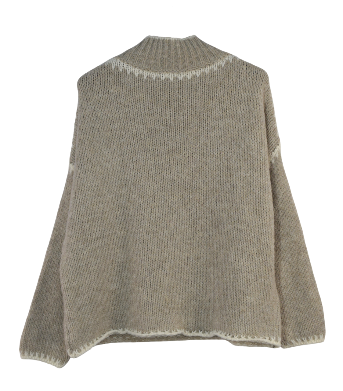 Ladies Italian Lagenlook Soft Cosy Wool Blend High Neck Blanket Stitch Jumper