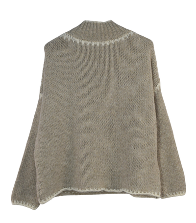 Ladies Italian Lagenlook Soft Cosy Wool Blend High Neck Blanket Stitch Jumper