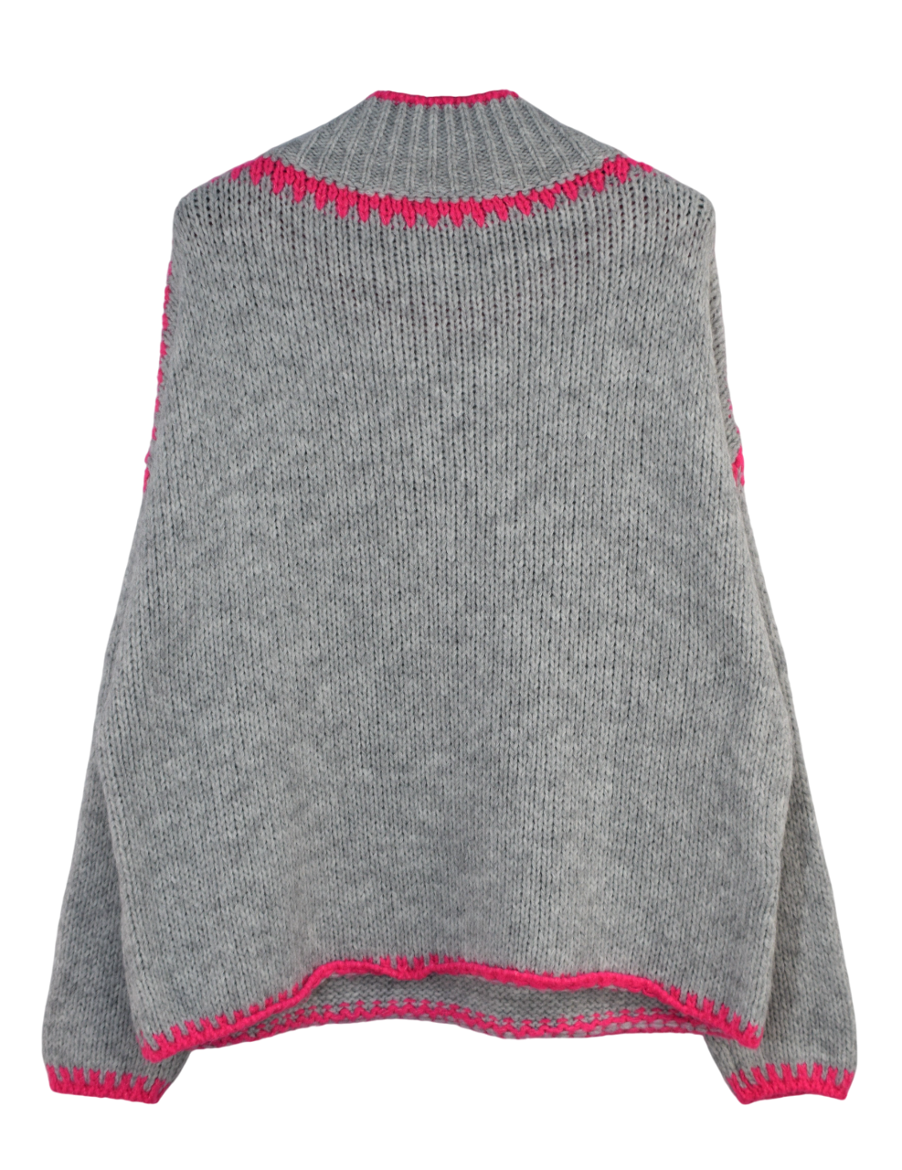 Ladies Italian Lagenlook Soft Cosy Wool Blend High Neck Blanket Stitch Jumper