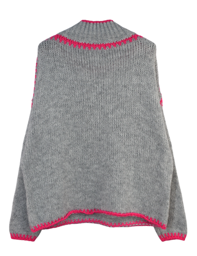 Ladies Italian Lagenlook Soft Cosy Wool Blend High Neck Blanket Stitch Jumper
