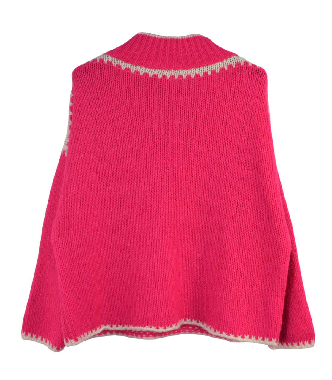 Ladies Italian Lagenlook Soft Cosy Wool Blend High Neck Blanket Stitch Jumper