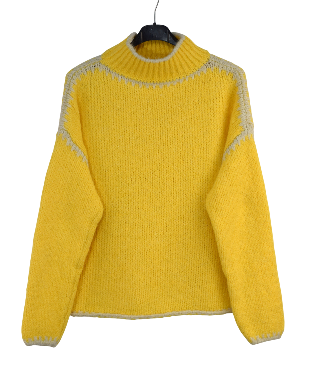 Ladies Italian Lagenlook Soft Cosy Wool Blend High Neck Blanket Stitch Jumper