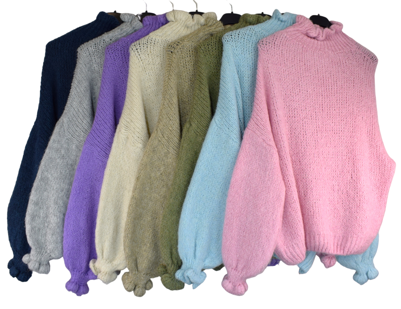 Ladies Italian Lagenlook Soft Mohair Ruffle Neck and Sleeve Jumper