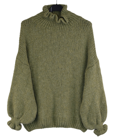 Ladies Italian Lagenlook Soft Mohair Ruffle Neck and Sleeve Jumper