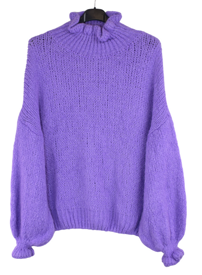 Ladies Italian Lagenlook Soft Mohair Ruffle Neck and Sleeve Jumper