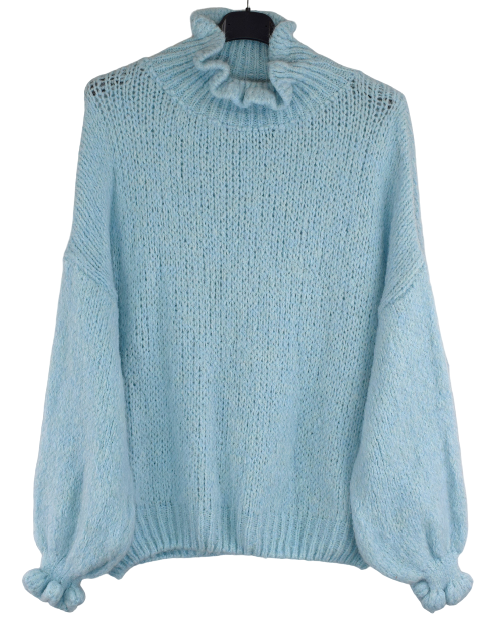 Ladies Italian Lagenlook Soft Mohair Ruffle Neck and Sleeve Jumper