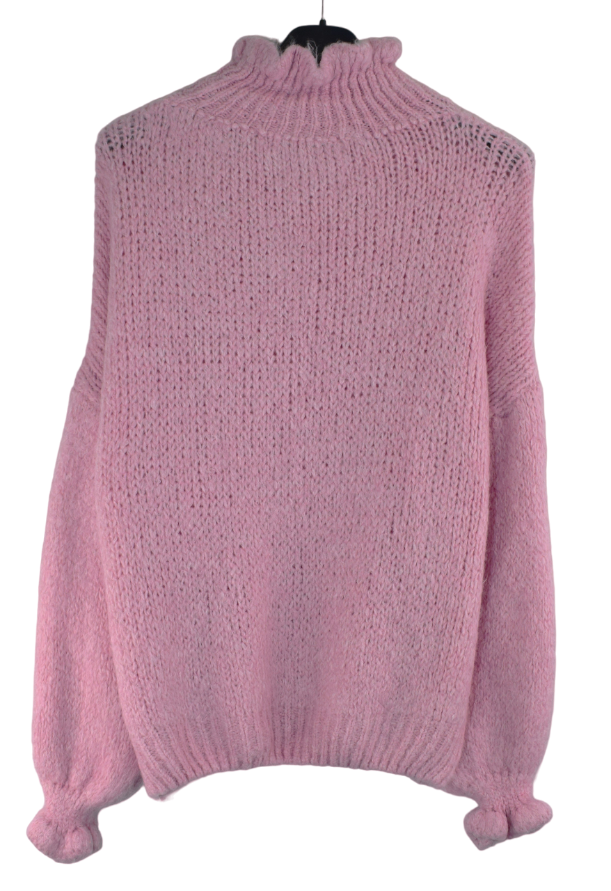 Ladies Italian Lagenlook Soft Mohair Ruffle Neck and Sleeve Jumper