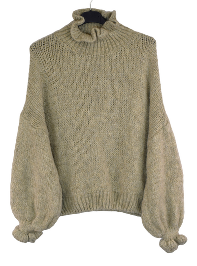 Ladies Italian Lagenlook Soft Mohair Ruffle Neck and Sleeve Jumper