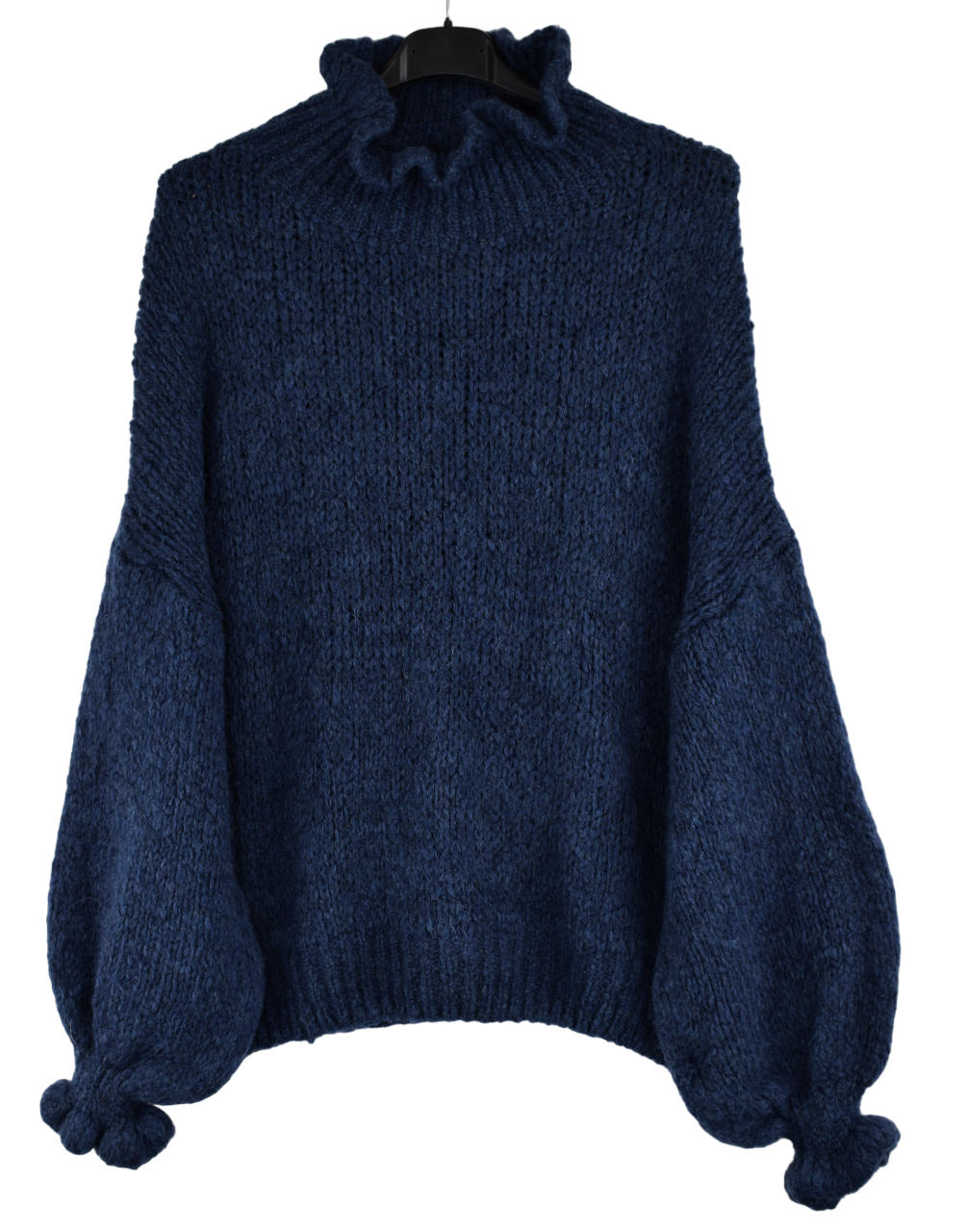 Ladies Italian Lagenlook Soft Mohair Ruffle Neck and Sleeve Jumper