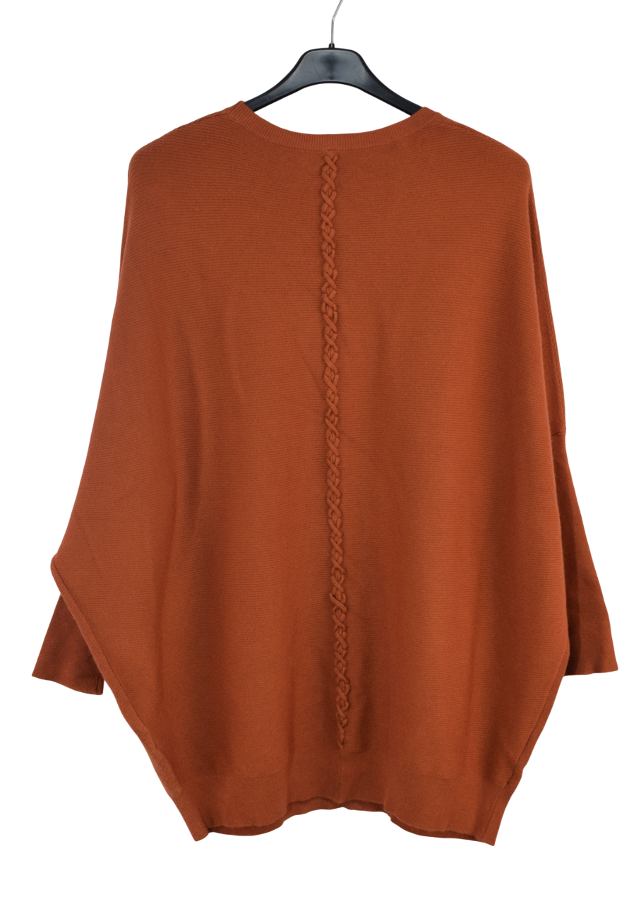 Ladies Italian Oversized Batwing Plait Design Jumper
