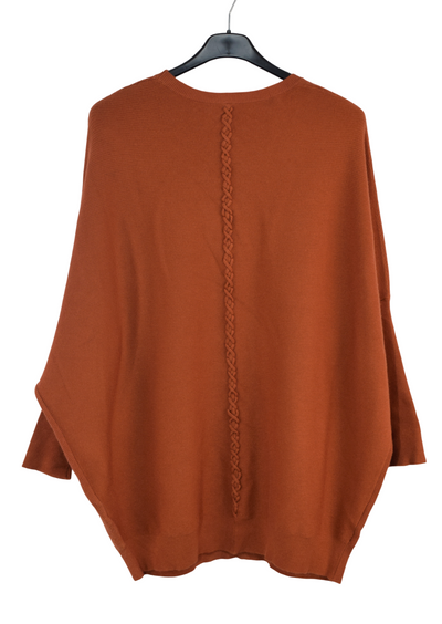 Ladies Italian Oversized Batwing Plait Design Jumper
