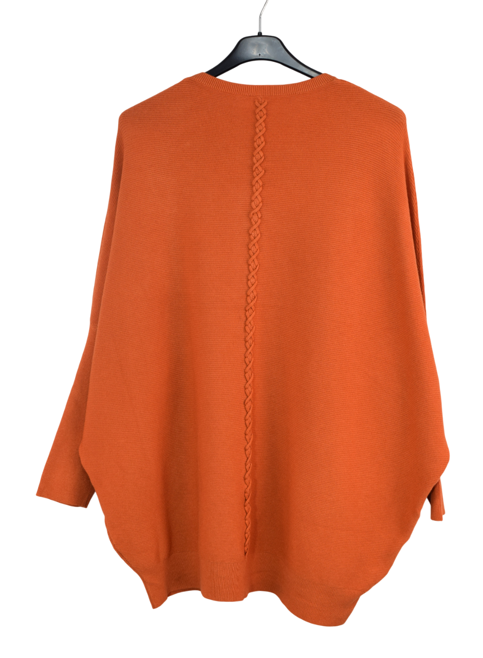 Ladies Italian Oversized Batwing Plait Design Jumper