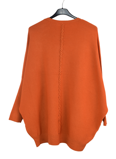 Ladies Italian Oversized Batwing Plait Design Jumper