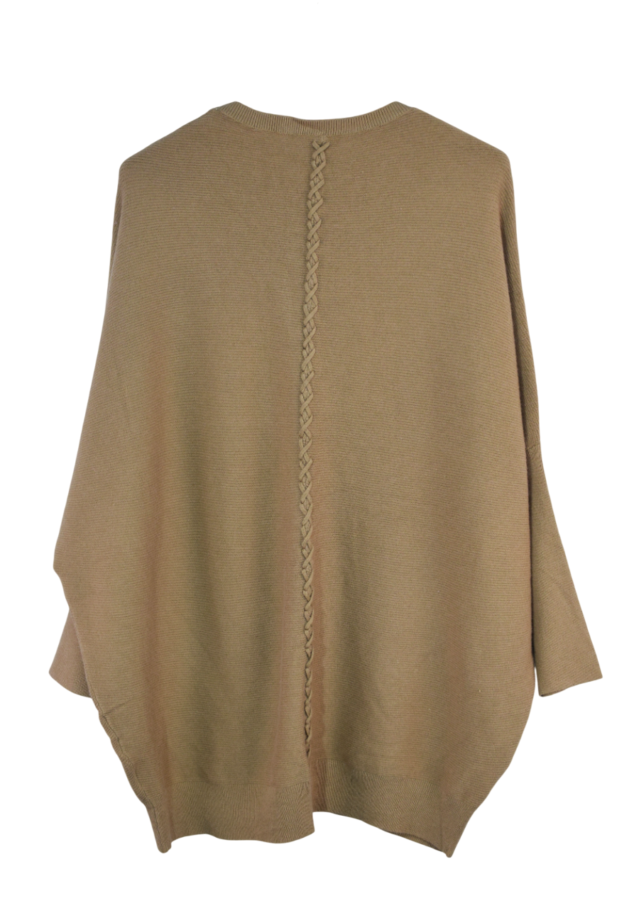 Ladies Italian Oversized Batwing Plait Design Jumper