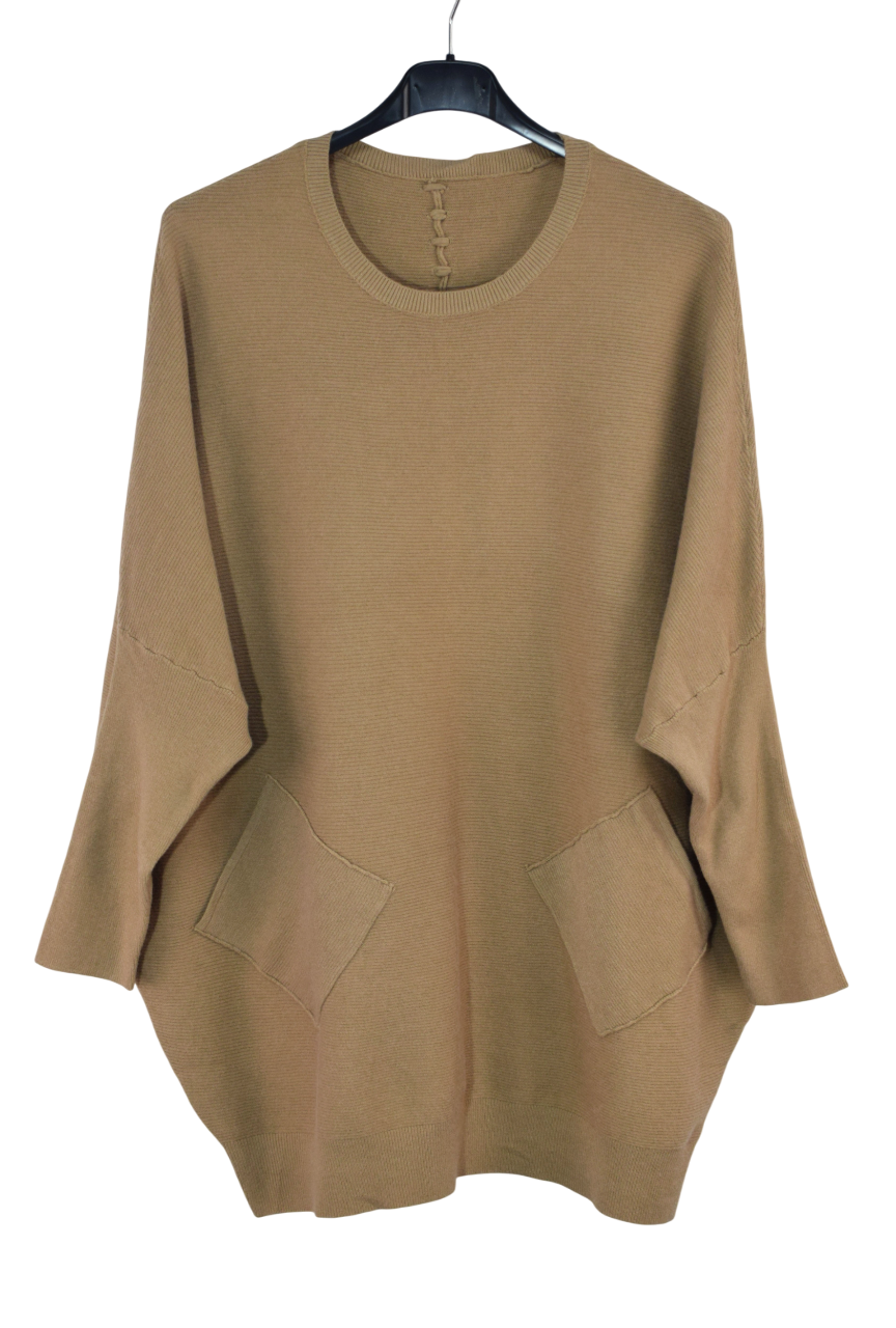 Ladies Italian Oversized Batwing Plait Design Jumper