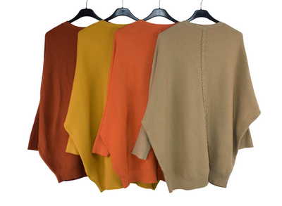 Ladies Italian Oversized Batwing Plait Design Jumper