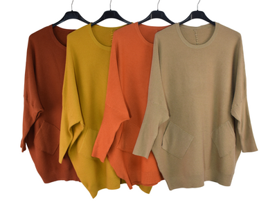 Ladies Italian Oversized Batwing Plait Design Jumper