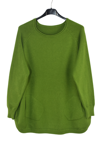 Ladies Italian Lagenlook Super Soft Side Button Detail Jumper with Pockets