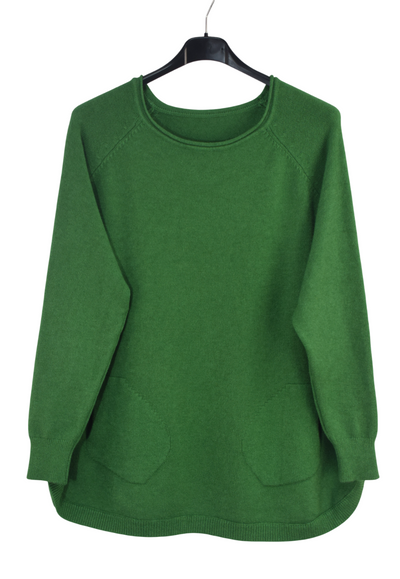 Ladies Italian Lagenlook Super Soft Side Button Detail Jumper with Pockets