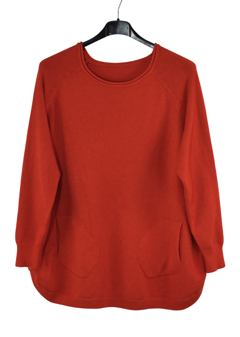 Ladies Italian Lagenlook Super Soft Side Button Detail Jumper with Pockets