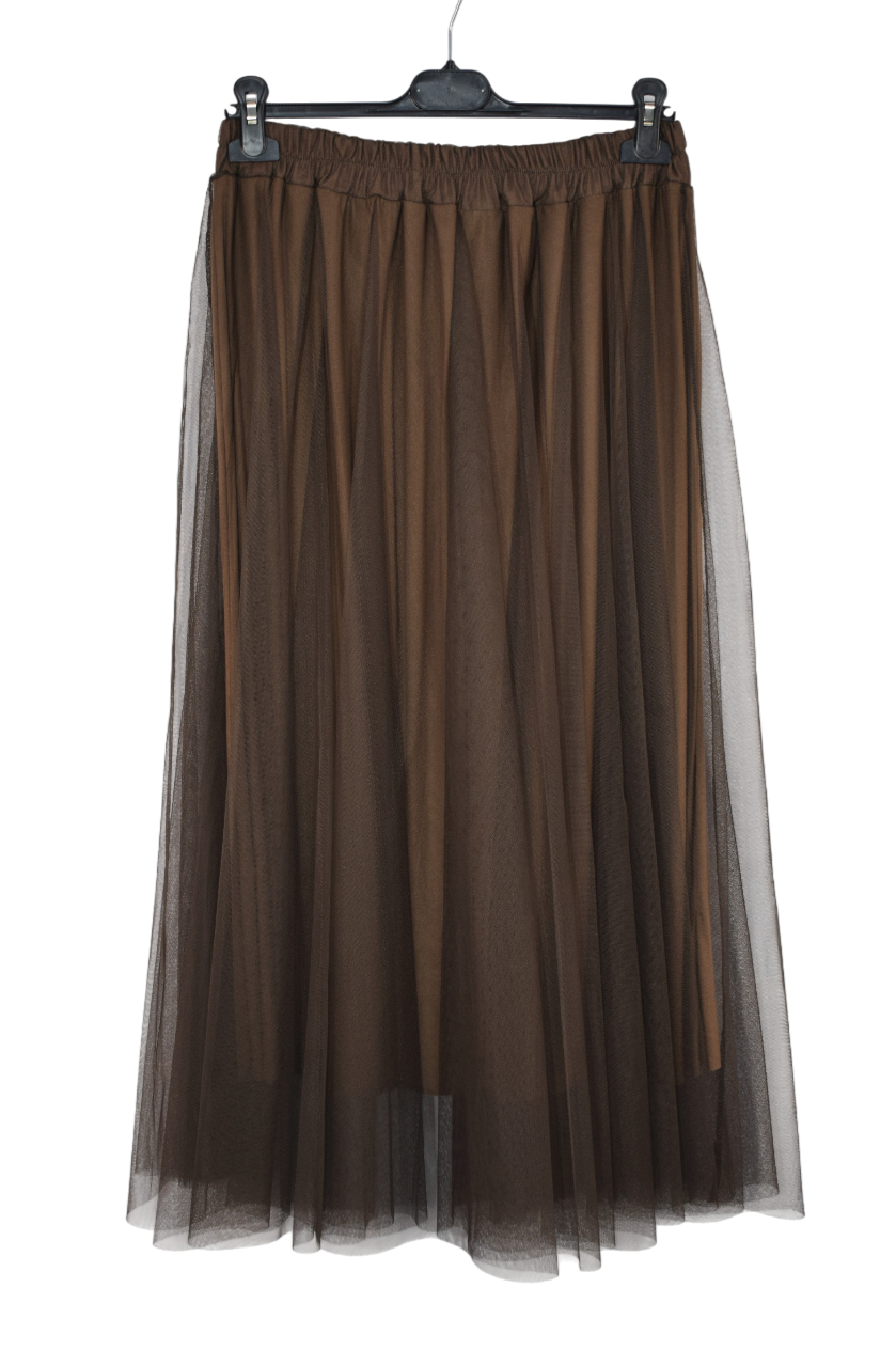 Women's Italian A-Line Tulle Mesh Skirt Plain