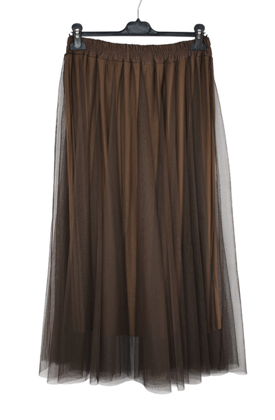 Women's Italian A-Line Tulle Mesh Skirt Plain
